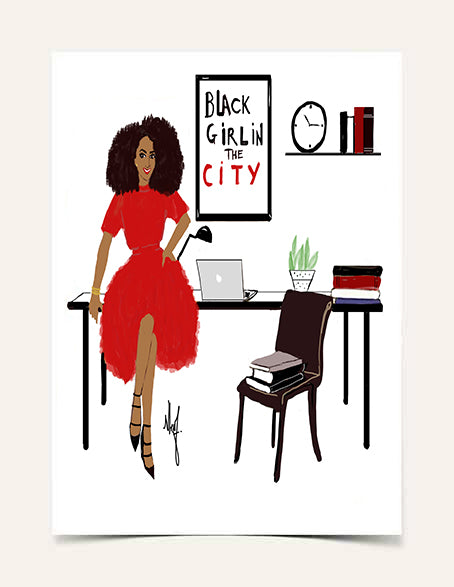 Black Girl In The City I Art Print