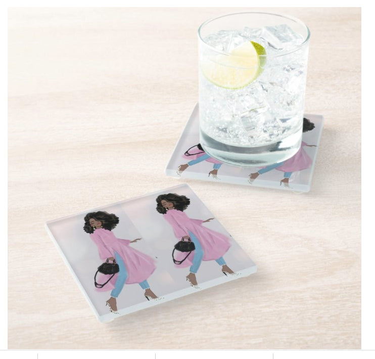 Glass Coaster Pinky