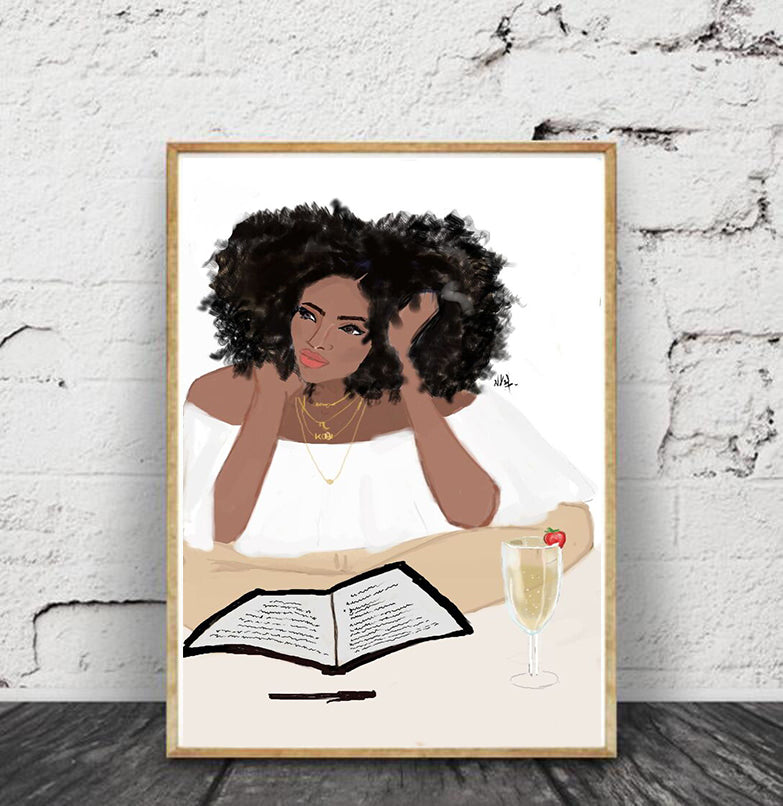 "Champagne & A Book" | Art Print