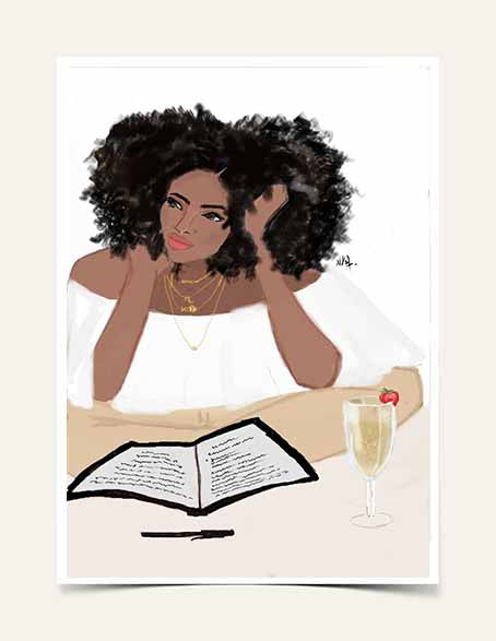 "Champagne & A Book" | Art Print