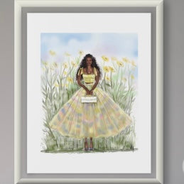 Sunflower Lady Art Print